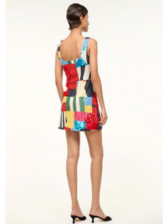 NWT $1295 Staud Le Sable Sails Up Beaded Flag Cocktail Dress Designer Small - Picture 7 of 7